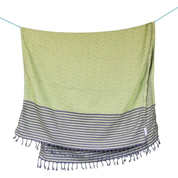 Salt Rag Beach Towel - "Light Green Lagoon Rag" [Sand Free Turkish Beach Towel] - Picture 2 of 4